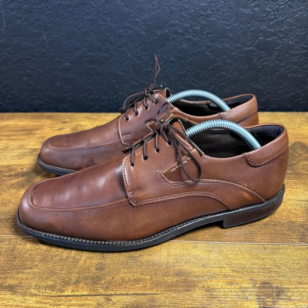 Johnston & Murphy J&M Flex Brown Leather Bicycle Toe Derby Mens 11.5